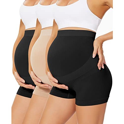 Boguish Womens Seamless Maternity Boyshort Underwear Over Bump, Pregnancy High Waisted Shapewear Panties for Support Belly