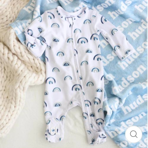 Brooks' Blue Rainbows Zipper Footie