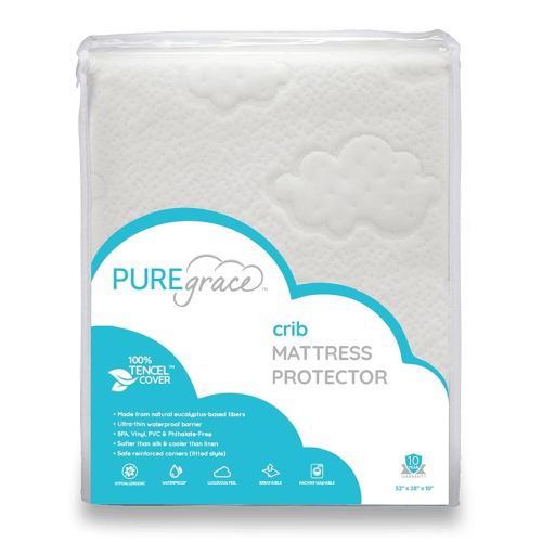 PUREgrace Tencel Mattress Protector (Crib & Toddler) – Waterproof, Noiseless, Breathable Cover with Deep-Pocketed Corners for Cribs and Toddler Mattresses