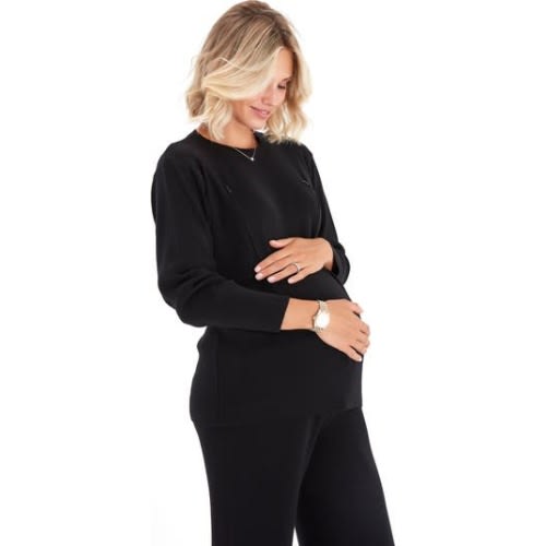 Effortless Elegance Set with Rib Side Zip Long Sleeve Top & Lounge Pants