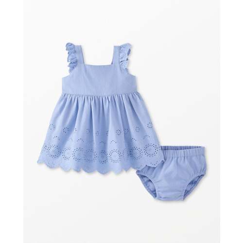 Baby Flutter Sleeve Linen Eyelet Dress & Bloomers Set | Hanna Andersson