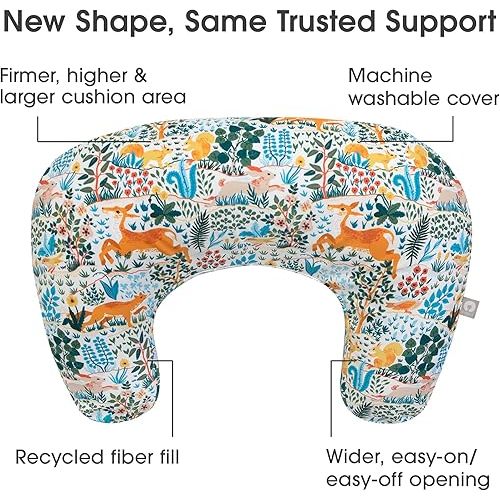 Boppy Nursing Pillow, Colorful Forest Animals, Larger, More Supportive Pillow for Breastfeeding and Bottle Feeding, Firmer Fill, Higher Lift, Larger Area Than Original Nursing Pillow
