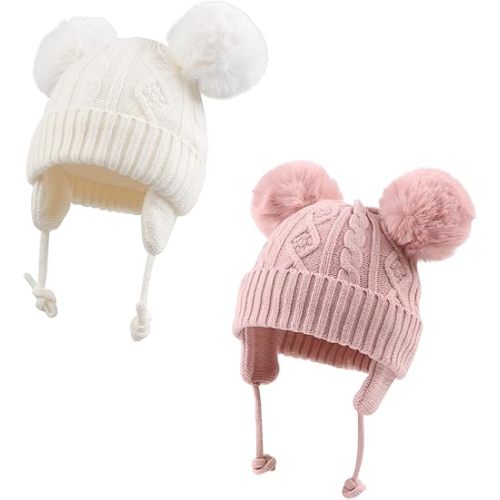 JANGANNSA Cute Knitted Boys Girls Christmas Beanie Warm Earflap Winter Hat Infant Toddler Baby Beanie