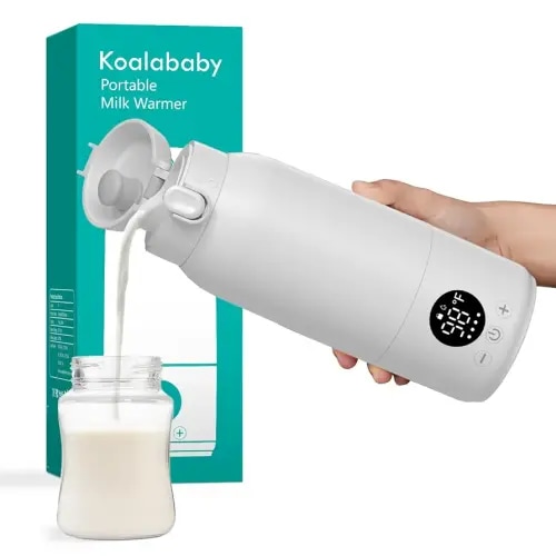 Koalababy Portable Bottle Warmer – Fast Heating Milk Warmer for Travel, Breast Milk & Formula, 17oz Leak-Proof Stainless Steel, IPX6 Waterproof, Rechargeable with Long Battery Life