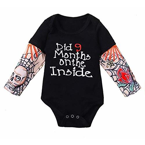 stylesilove Infant Baby Boys Girls Printed Romper Tattoo Sleeve Cotton Bodysuit Holiday Halloween Outfit