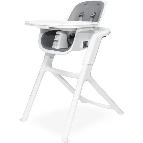 4moms Connect High Chair, One-Handed Magnetic Tray Attachment, White/Grey