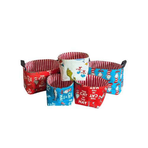 The Cat In The Hat Dr Seuss Handmade Fabric Baskets
