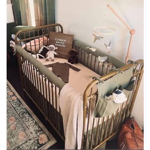 CRIB SKIRT Elegant, minimalist, handmade LINEN olive green