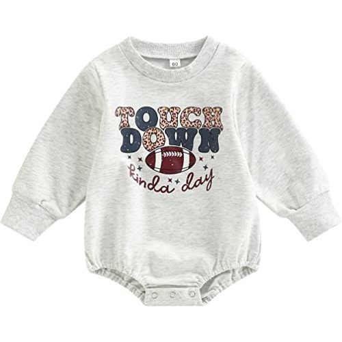 Kuriozud Newborn Baby Boy Girl Bubble Romper Funny Letter Long Sleeve Oversized Sweater Tops Fall Winter Clothes