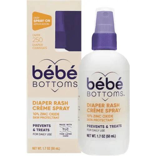 Bébé Bottoms Baby Diaper Rash Cream Spray, No-Rub Touch Free Application for Sensitive Skin (50 ml)