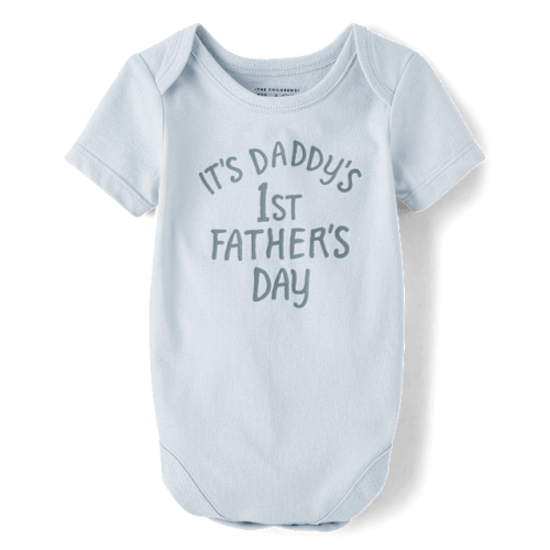 Baby Daddy's First Father's Day Graphic Bodysuit - Gray