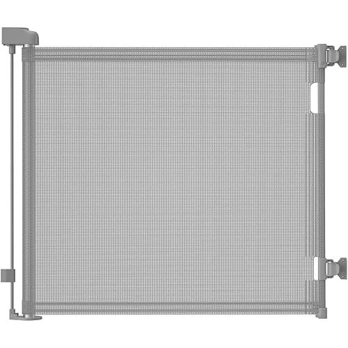 dearlomum Retractable Baby Gate,Mesh Baby Gate or Mesh Dog Gate,33" Tall,Extends up to 55" Wide,Child Safety Gate for Doorways, Stairs, Hallways, Indoor/Outdoor（Grey,33"x55")