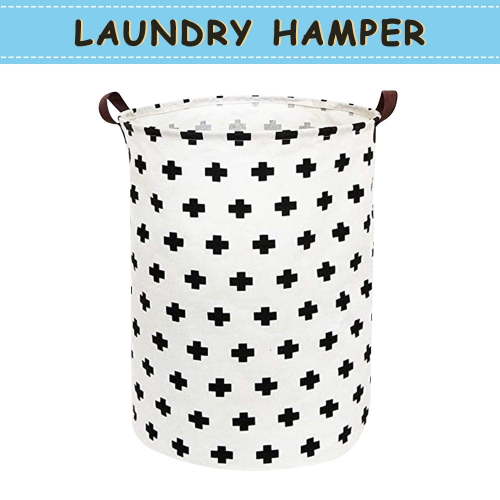 Howarmer Large Canvas Laundry Hamper, Laundry Basket for and , s Clothes Hamper with Lid, Cute s s Storage Bin Organizer Animal Room Decor, Black Cross