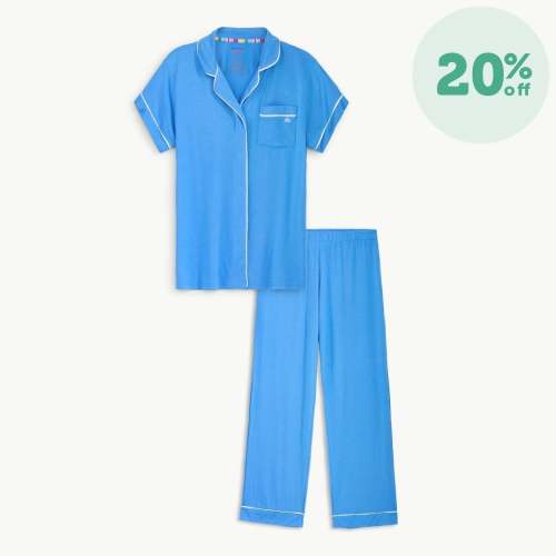 Women's Short Sleeve/Long Pant Pajama - Seaport Blue