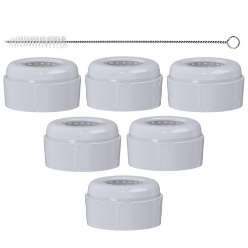 6pcs Replacement Baby Bottle Nipple Ring Collars w/Cleaning Brush for Dr. Brown's Narrow Bottles 4oz & 8oz | 1 Count(Pack of 6) BPA Free | Plastic & Glass Bottles | Mess-Free No Leak or Spills Collars