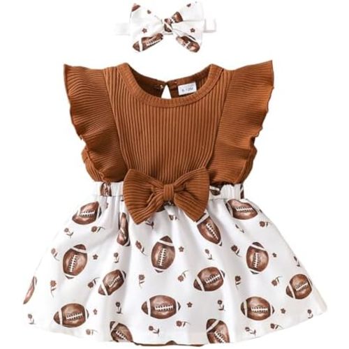 Baby Girl Clothes Newborn Romper Dress Baseball Football Soccer Basketball Infant Ruffle Sleeveless Summer Outfits Headband