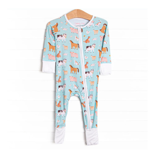 Barnyard Bedtime Bamboo Zippy Pajama, Green – Stitchy Fish
