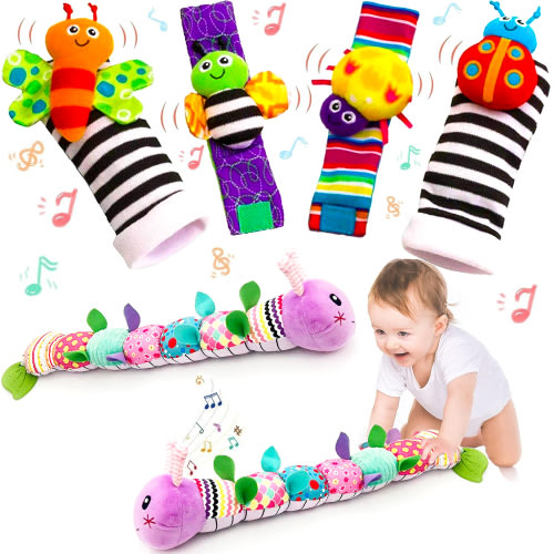 Baby Toys 0-6 Months - Infant Toys for 0 3 6 9 Months, Baby Rattles Toys with Crinkle, Infant Newborn Toys 0 3 6 9 Months Girls