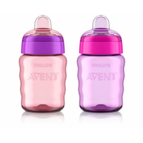 Philips Avent My Easy Sippy Cup with Soft Spout and Spill-Proof Design, Pink/Purple, 9oz, 2pk, SCF553/23