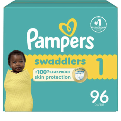 Pampers Baby Diapers - Swaddlers - Size 1, 96 Count, Ultra Absorbent Disposable Infant Diaper