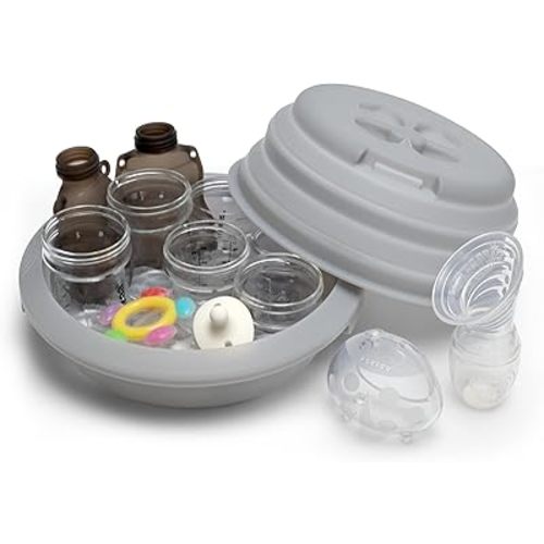 Haakaa Multipurpose Silicone Microwave Bottle Sterilizer & Steamer – Reusable Collapsible Microwave Sterilizer for Baby Bottles,Breast Pump Parts & Pacifiers and Accessories,Great for Home &Travel