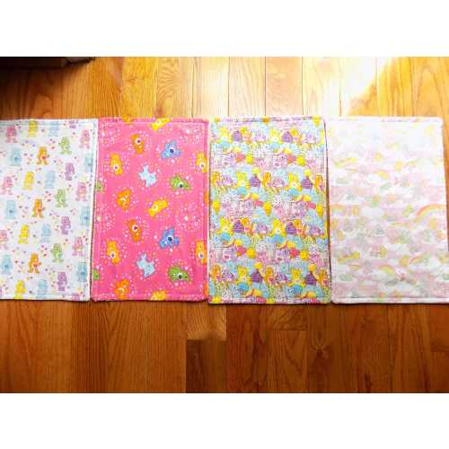 Set of 4 Care Bear Burp Cloths