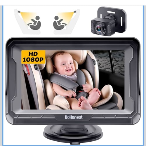 DoHonest Baby Car Camera HD 1080P - Rear-Facing Car Baby Monitor with Night Vision, Adjustable View Angle, Easy Setup, Anti-Glare Display, Safety for Kids & Infants