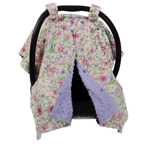 Dear Baby Gear Floral Baby Car Seat Canopy with Snap Button Opening - Newborn & Toddler Carseat Cover - Nursing Covers - Infant Chair Essentials (Lavender Pink Floral & Dot, 40" x 30")