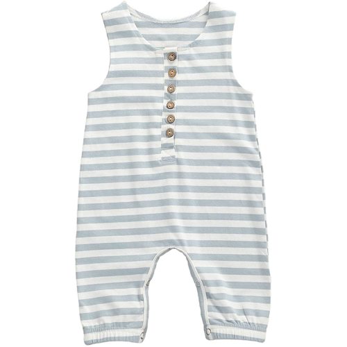 Toddler Boy Romper Sleeveless Jumpsuit Cotton Solid Color Playsuit Summer Striped One Piece