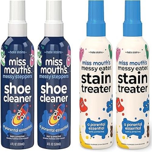 Miss Mouth's Messy Eater Stain Treater 2 Pack and Messy Steppers Shoe Cleaner 2 Pack