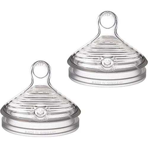 NUK Simply Natural Baby Bottle Nipples - Slow Flow, Silicone, Extra Soft, Anti-Colic Air System, BPA-Free, Pack of 2