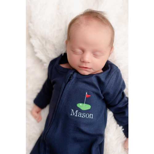 Baby Boy Golf outfit with name, boys golf coming home outfit, newborn golf outfit, golf baby shower gift, zip footie, embroidered golf