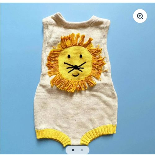 Lion Knitted Baby Onesie, Organic | Estella