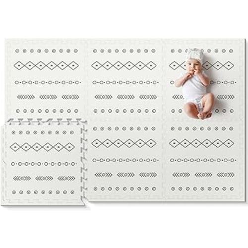 Baby Foam Play Mat, PIGLOG 72x48 Baby Crawling Mat, Floor Mats for Kids for Infants with Interlocking Floor Tiles, Toddler Playmats for Indoor and Outdoor, Easy to Clean Playroom Mats, Bohemia
