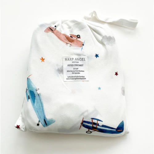 Bamboo Fitted Crib Sheet - Vintage Airplane