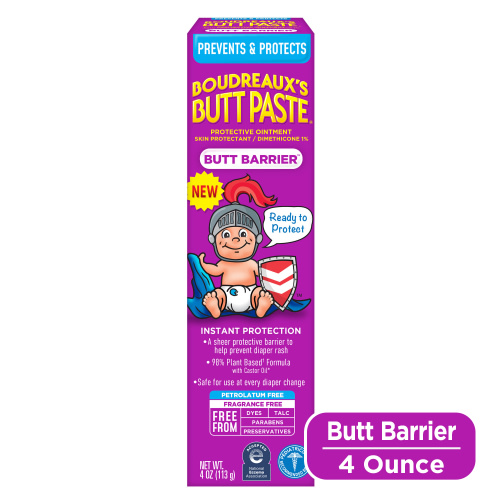 Boudreaux's Butt Paste Butt Barrier Diaper Rash Prevention Cream, Ointment for Infant, 4 oz