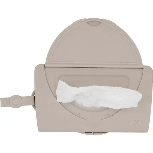 Ubbi On-the-Go Baby Wipes Dispenser, Portable Wipes Container for Travel, Diaper Bag Accessory Must Have for Newborns, Reusable Wipes Holder, Taupe