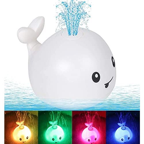 Leipal Baby Bath Toys for Kids Light Up Whale Bath Toys Sprinkler Bathtub Toys for Toddlers (White)
