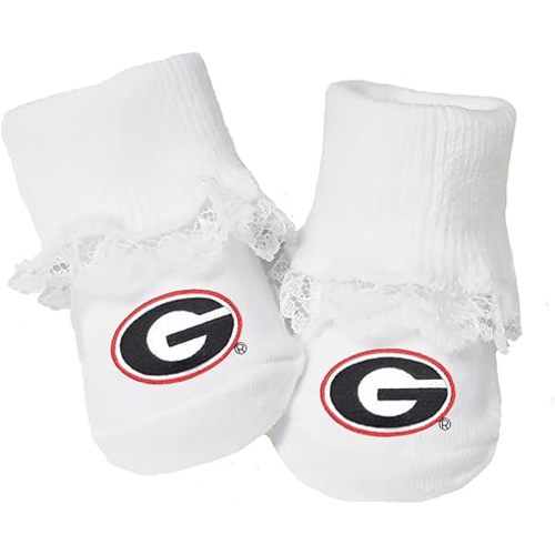 University of Georgia Bulldogs Baby Toe Bootie Socks with Lace