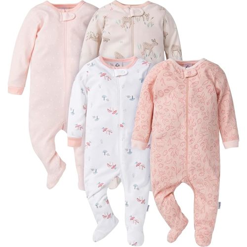 Gerber Baby Girls' 4 Pack Sleep 'N Play Footie