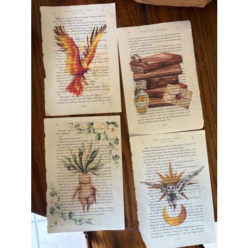 Harry Potter Book Page Art- Pick Four Prints Set Print Wall Decor FREE SHIPPING
