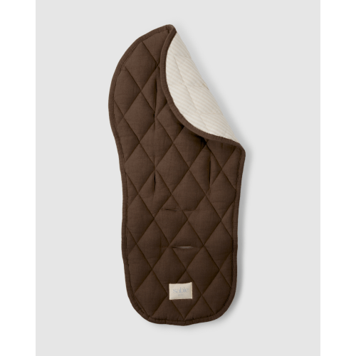Chocolate and Natural Striped Pram Liner