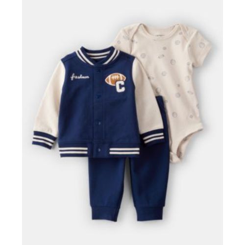 Baby Boys Cotton Varsity Freshman Little Jacket, Bodysuit & Pants, 3 Piece Set