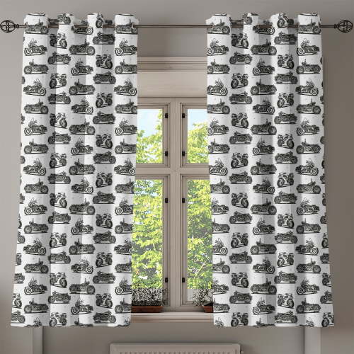 Ambesonne Motorcycle Grommet Curtain, Retro Style Drawings, 50" x 54", Grey White Black