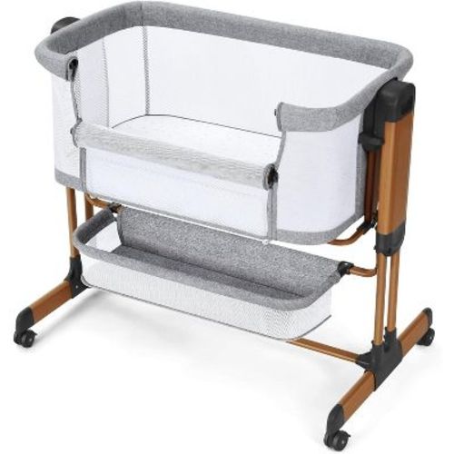 MYKKO 3 in 1 Baby Bassinet, Rocking Baby Bassinets Bedside Sleeper, Adjustable Portable Crib for Newborn Infant with Wheels Storage Basket