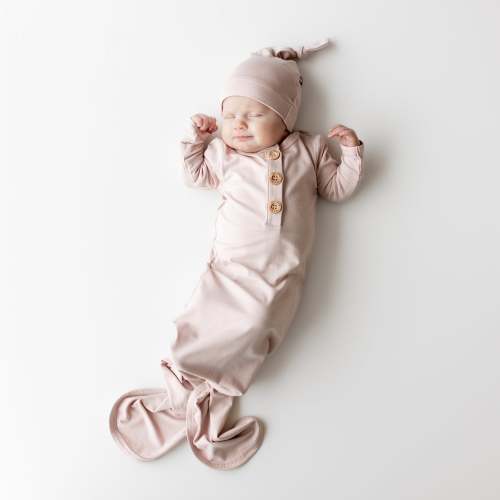 Knotted Gown with Hat Set in Blush | Kyte Baby