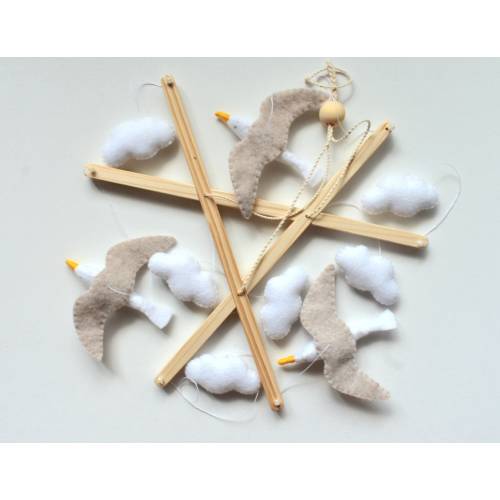 Flying Seagulls Nursery Mobile, Ocean Baby Mobile, Seagull Baby Mobile, Sea Cot Mobile, Nautical Mobile, Beach Baby Mobile, Baby Shower Gift