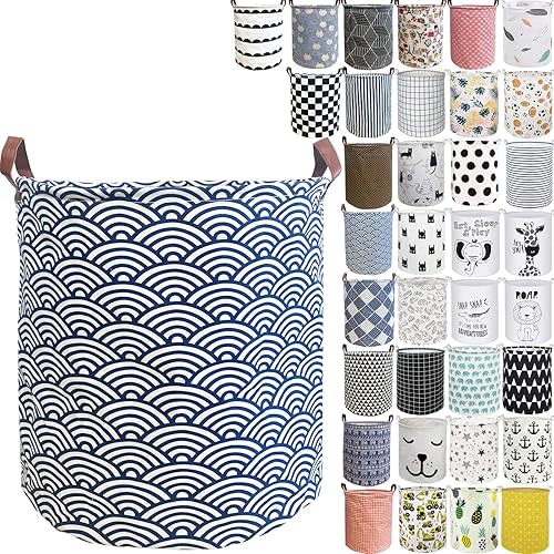 Laundry Hamper Thickened Cotton Waterproof Laundry Basket Leather Handle Collapsible Wide Ring Laundry Hamper in Bedroom Bathroom Dormitory Cloakroom Livingroom Nursery Organizer Toy Bin