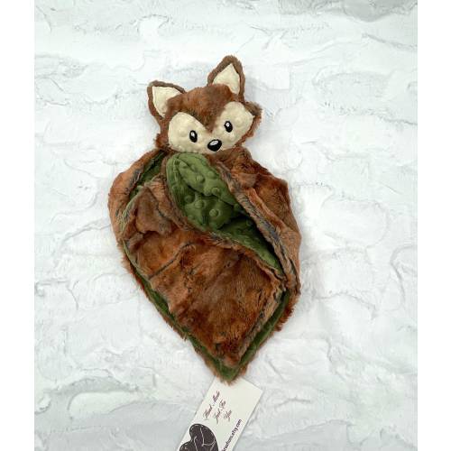 Ultra Soft Minky Red Fox Security Blanket Lovey Toy – Embroidered Face, 15x15 Inch