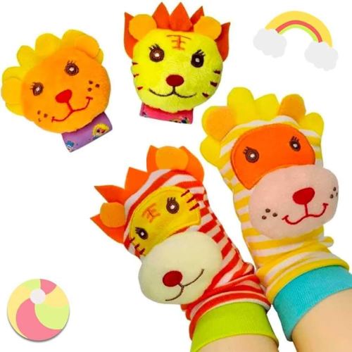 4pcs Infant Baby Wrist Rattles and Foot Socks Developmental Toys